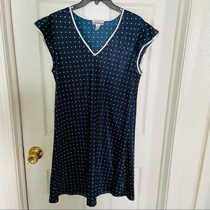 Y2K Navy blue silky satin polkadot mini slip dress / pajamas size Medium